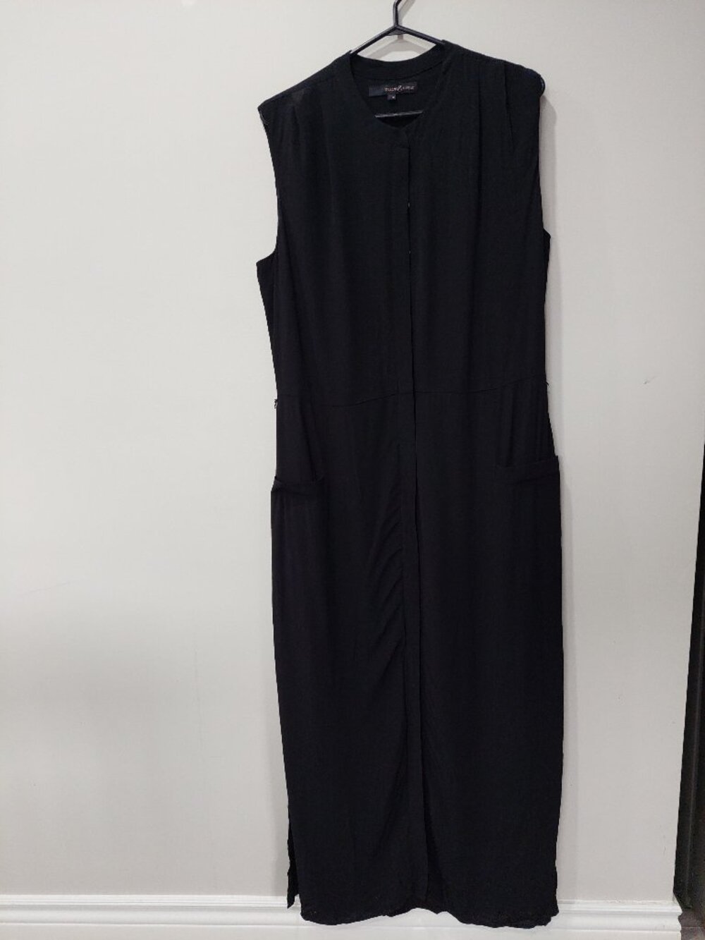 Willow & Thread Women's 18 Black Button-up placket Long Maxi Dress